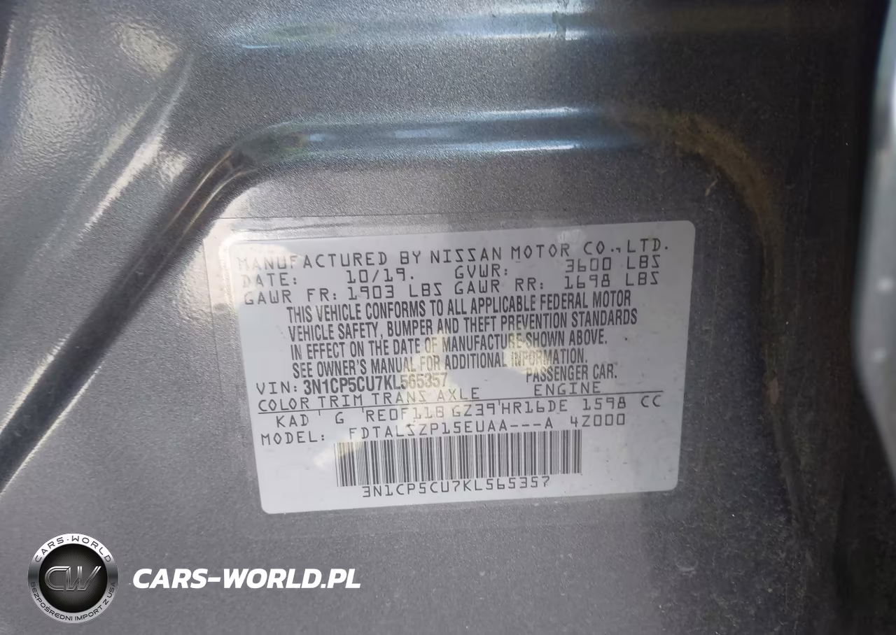 2019 Nissan Kicks Sv VIN:3N1CP5CU7KL565357 - 9