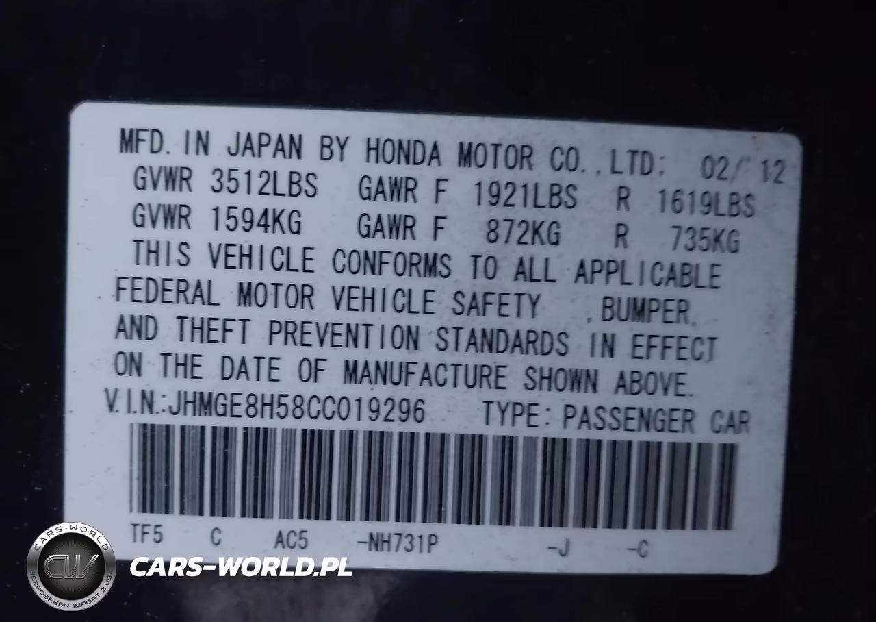 2012 Honda Fit Sport VIN:JHMGE8H58CC019296 - 9