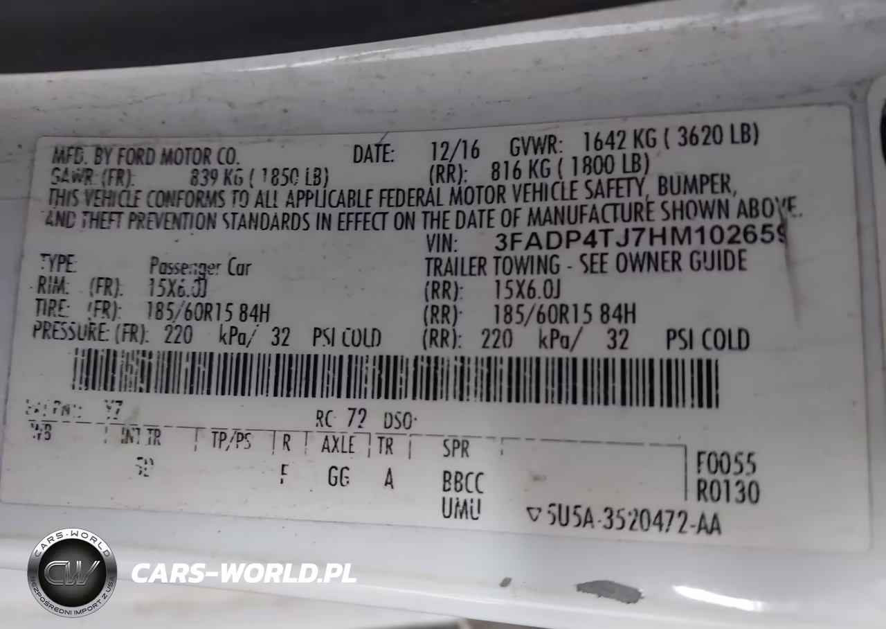 2017 Ford Fiesta S VIN:3FADP4TJ7HM102659 - 9