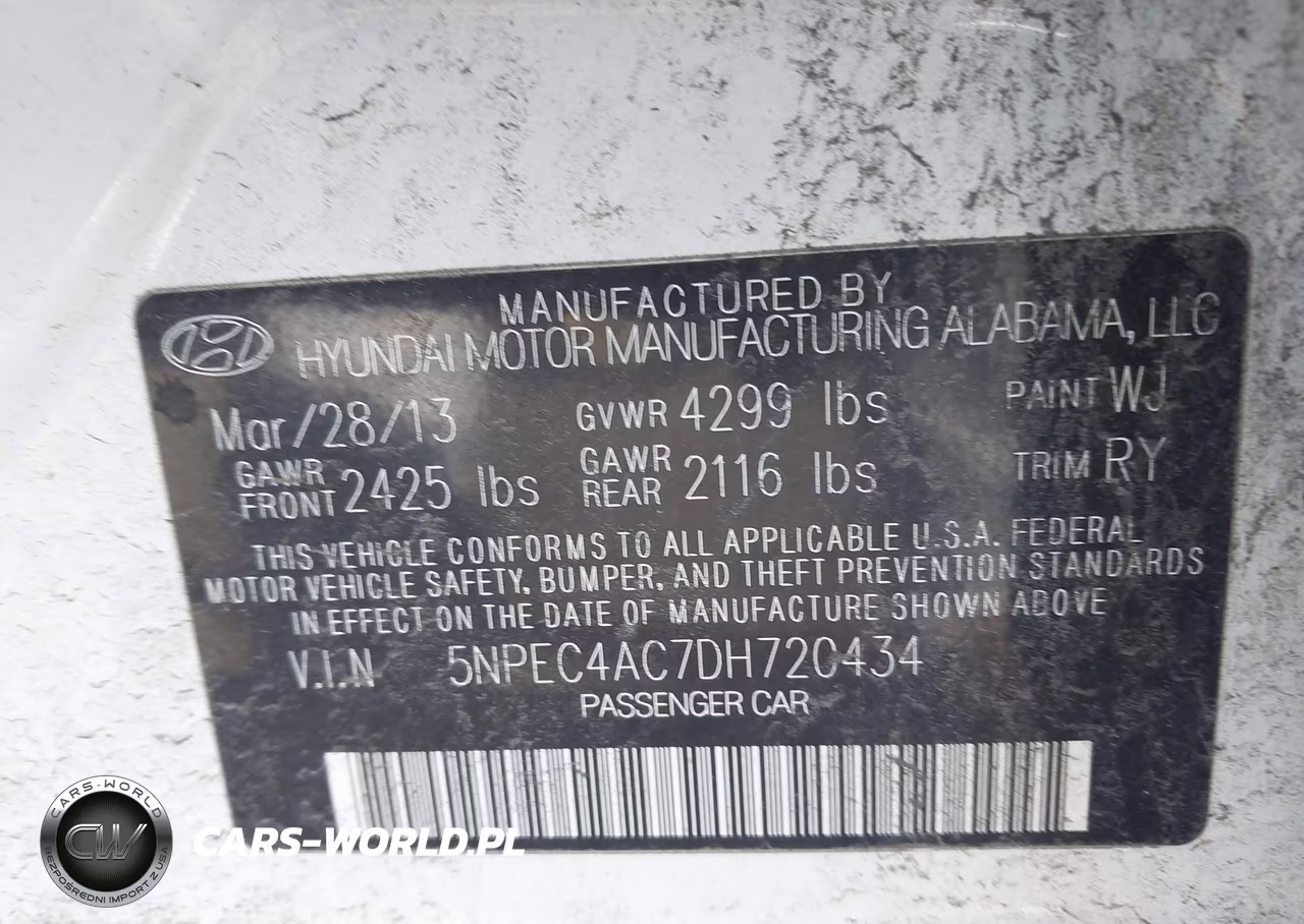 2013 Hyundai Sonata Se VIN:5NPEC4AC7DH720434 - 9