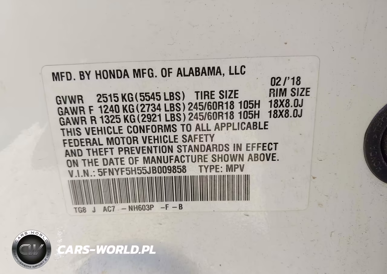 2018 Honda Pilot Ex-L VIN:5FNYF5H55JB009858 - 9