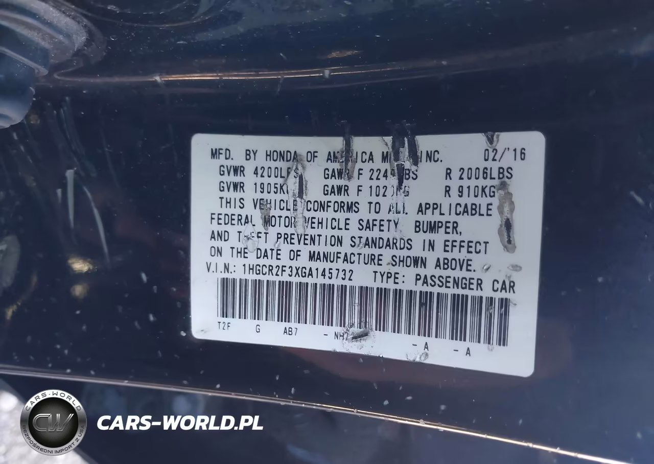 2016 Honda Accord Lx VIN:1HGCR2F3XGA145732 - 9