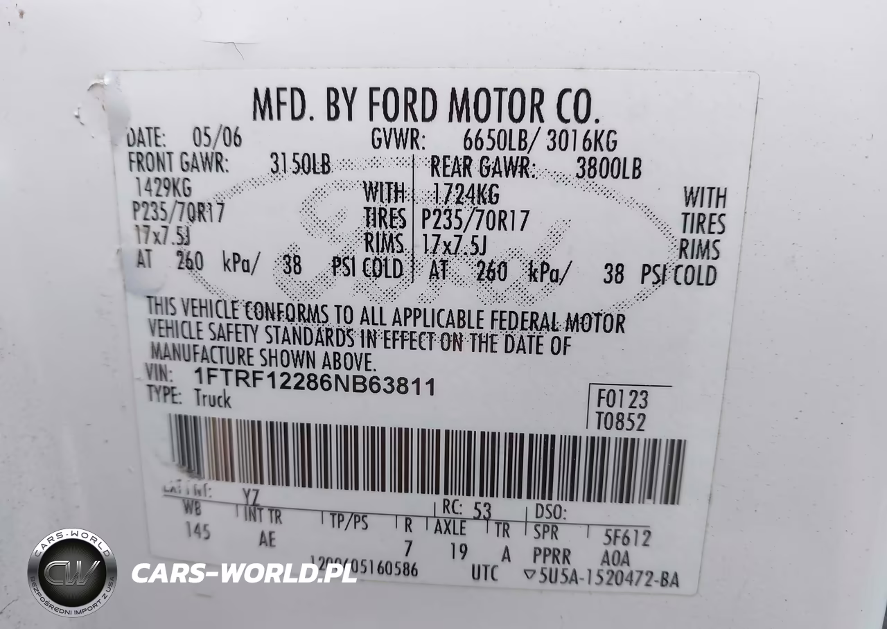 2006 Ford F-150 Stx-Xl-Xlt VIN:1FTRF12286NB63811 - 9