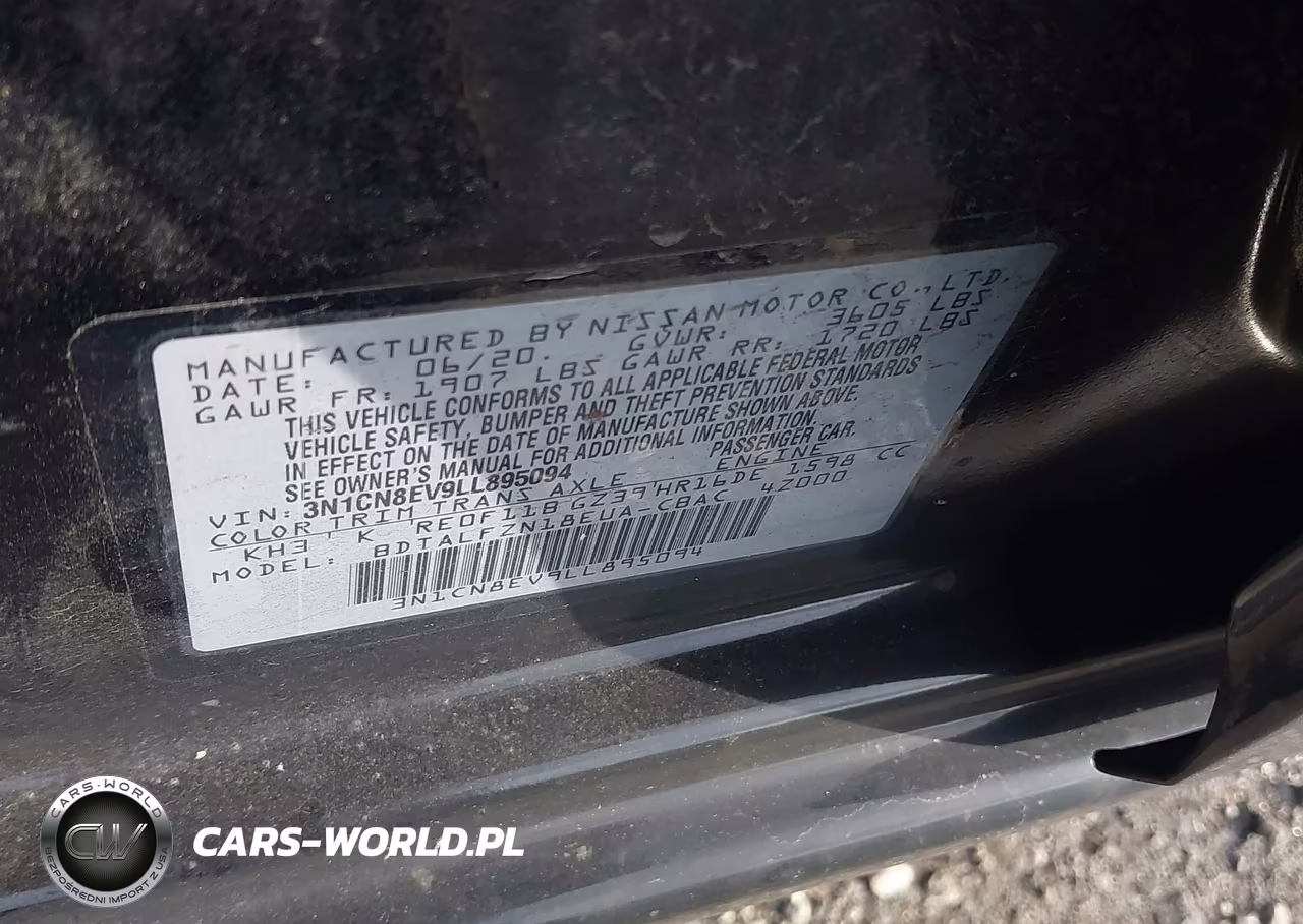 2020 Nissan Versa Sv Xtronic Cvt VIN:3N1CN8EV9LL895094 - 9