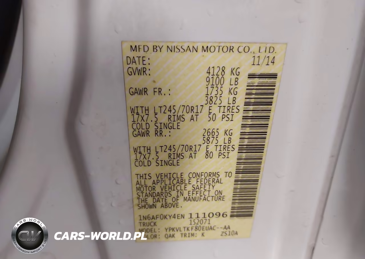 2014 Nissan Nv Cargo Nv2500 Hd Sv V8 VIN:1N6AF0KY4EN111096 - 9