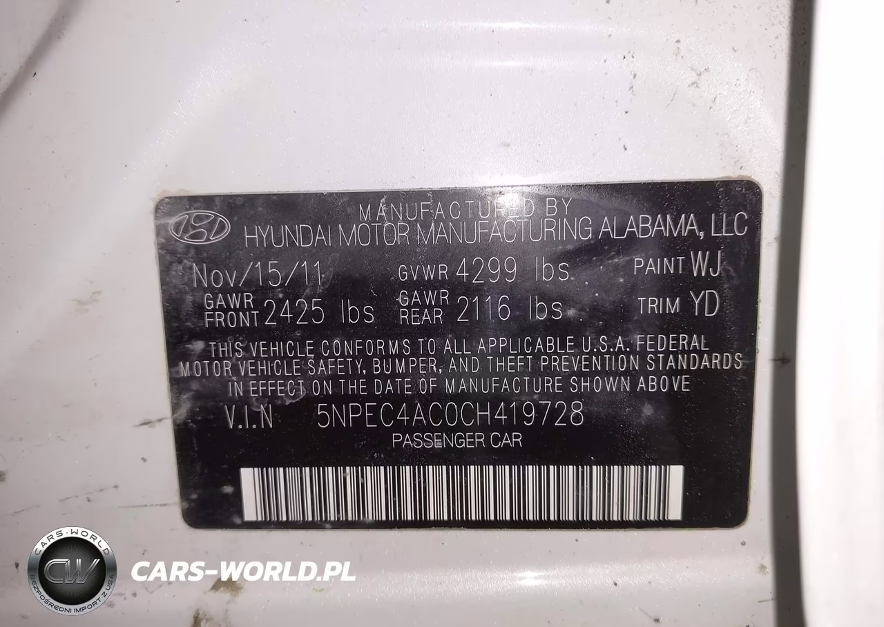2012 Hyundai Sonata Limited VIN:5NPEC4AC0CH419728 - 9