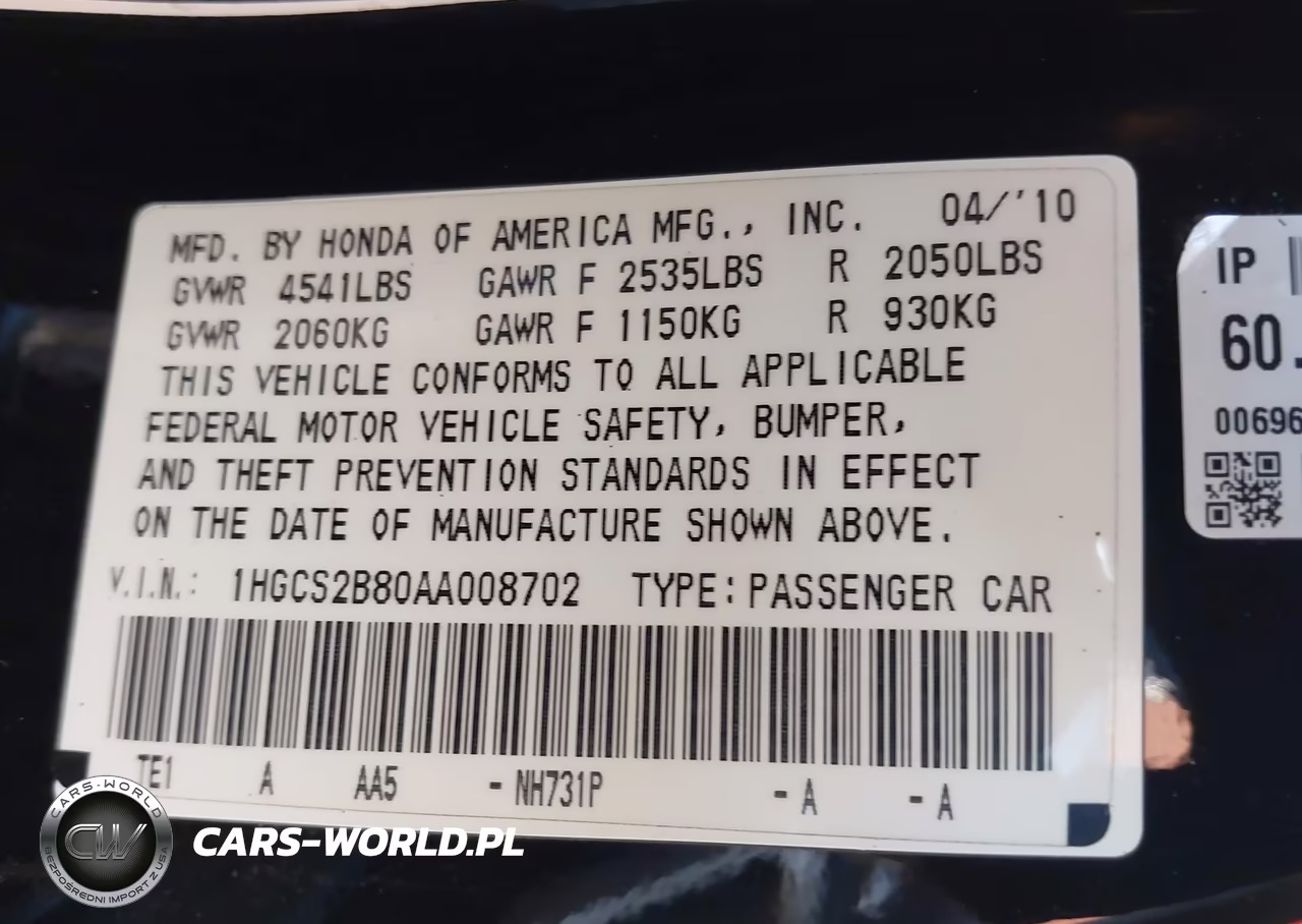 2010 Honda Accord 3.5 Ex-L VIN:1HGCS2B80AA008702 - 9