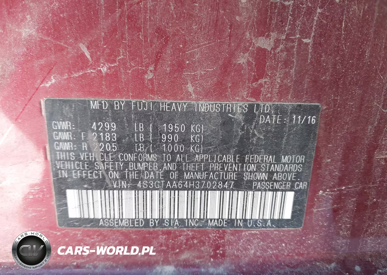 2017 Subaru Impreza 2.0I VIN:4S3GTAA64H3702847 - 9