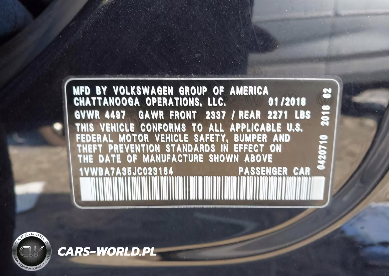 2018 Volkswagen Passat 2.0T Se VIN:1VWBA7A35JC023164 - 9