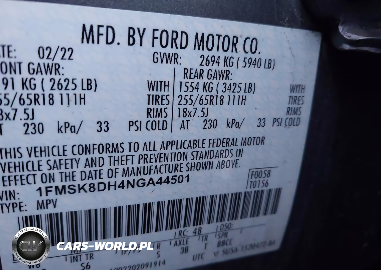 2022 Ford Explorer Xlt VIN:1FMSK8DH4NGA44501 - 9