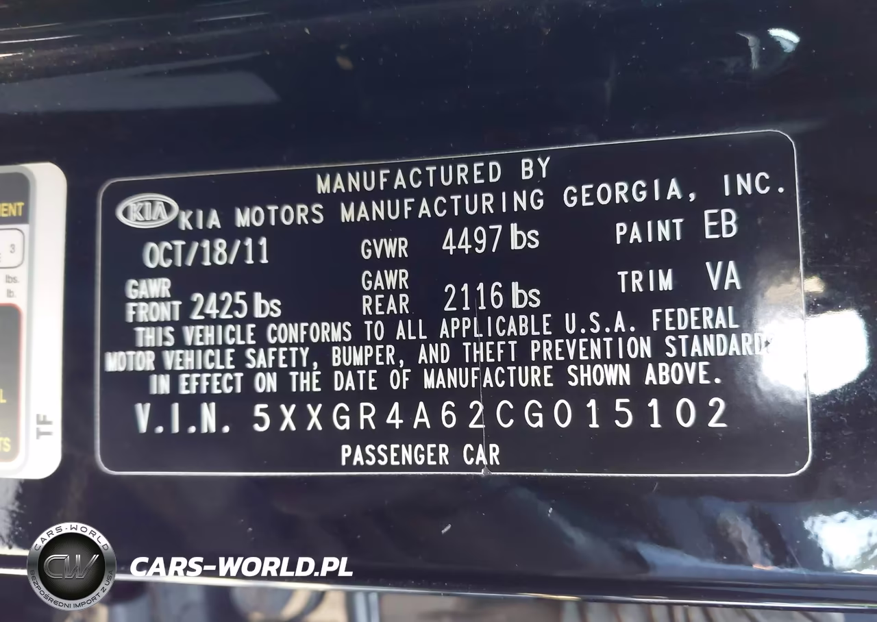 2012 Kia Optima Sx VIN:5XXGR4A62CG015102 - 9