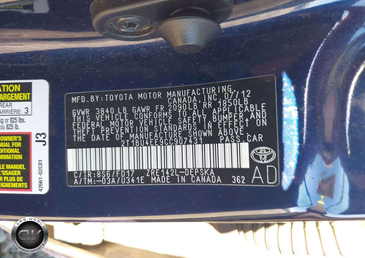 2012 Toyota Corolla S VIN:2T1BU4EE9CC907431 - 9