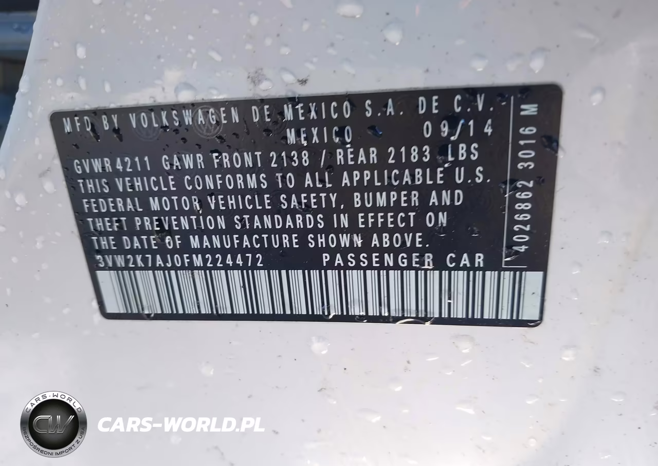2015 Volkswagen Jetta 2.0L S VIN:3VW2K7AJ0FM224472 - 9