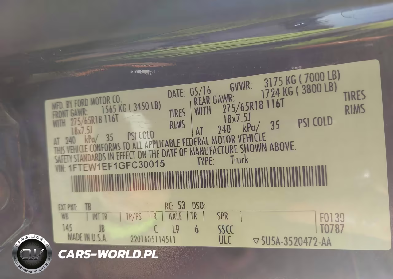 FORD F150 SUPER VIN:1FTEW1EF1GFC30015 - 8