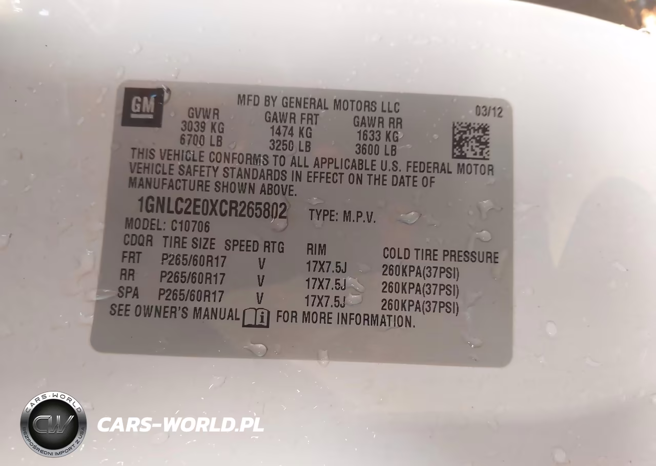 2012 Chevrolet Tahoe Commercial Fleet VIN:1GNLC2E0XCR265802 - 9