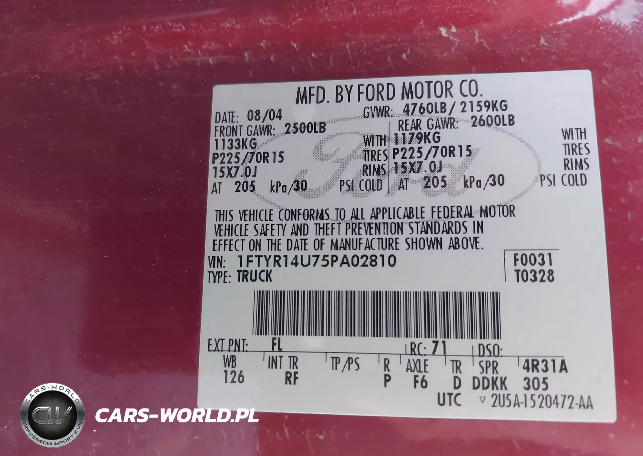 2005 Ford Ranger Edge-Stx-Xl-Xlt VIN:1FTYR14U75PA02810 - 9
