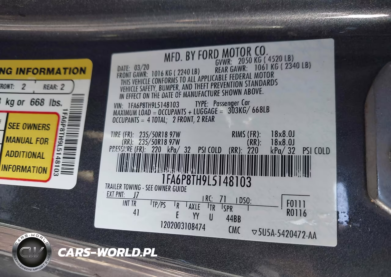 2020 Ford Mustang Ecoboost Premium Fastback VIN:1FA6P8TH9L5148103 - 9