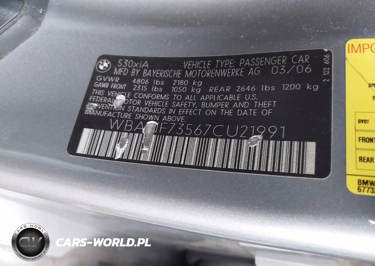 2007 BMW 530Xi VIN:WBANF73567CU21991 - 9