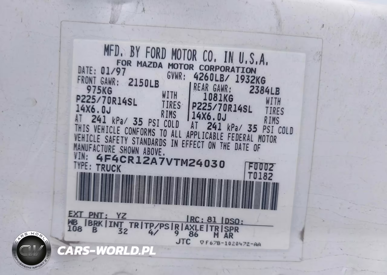 1997 Mazda B2300 Se VIN:4F4CR12A7VTM24030 - 9