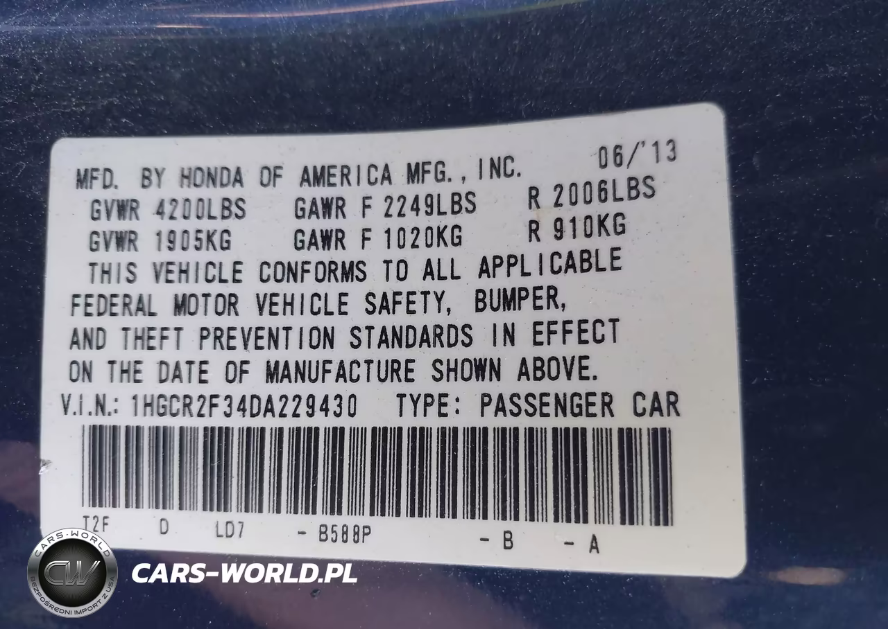 2013 Honda Accord Lx VIN:1HGCR2F34DA229430 - 9