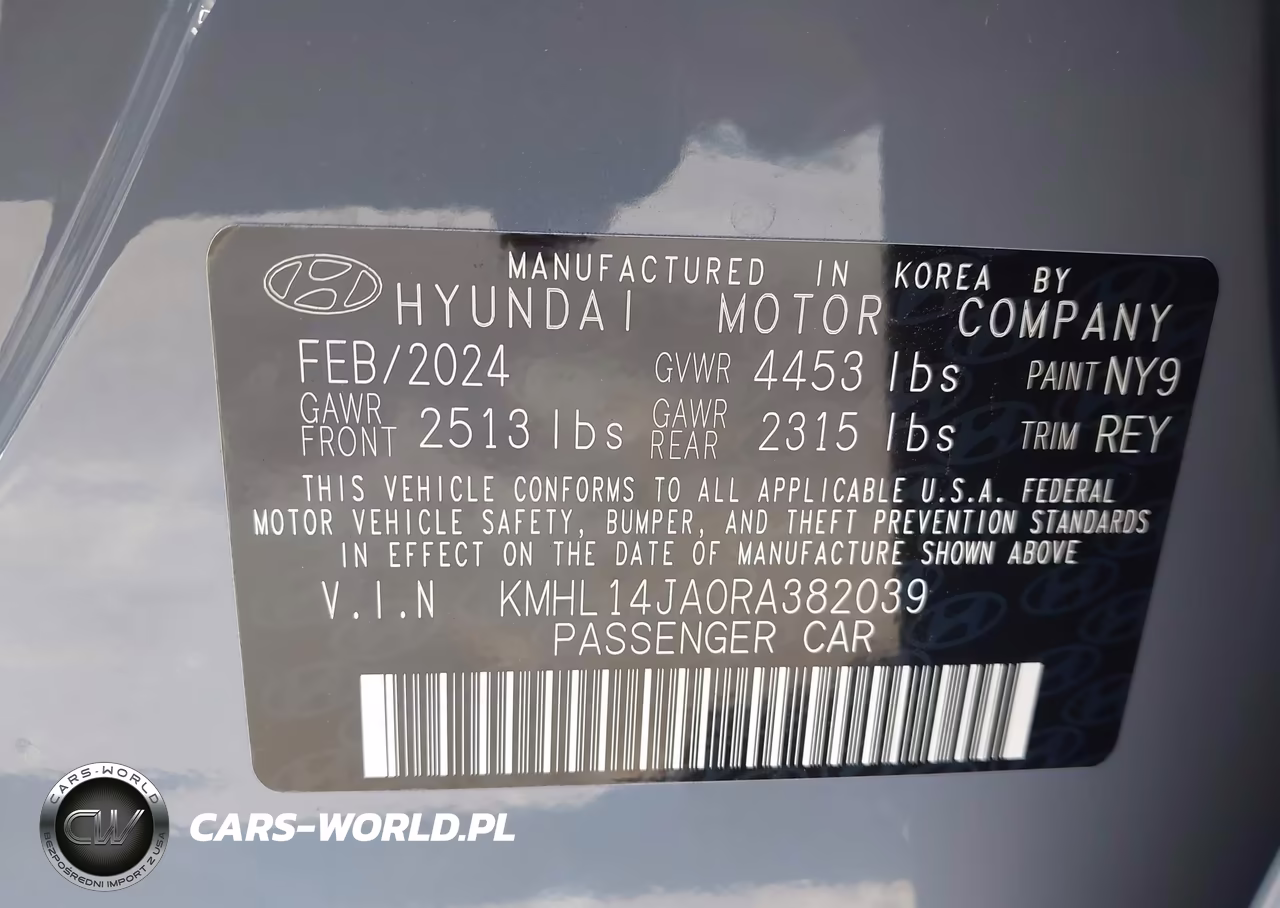 2024 Hyundai Sonata Sel VIN:KMHL14JA0RA382039 - 9