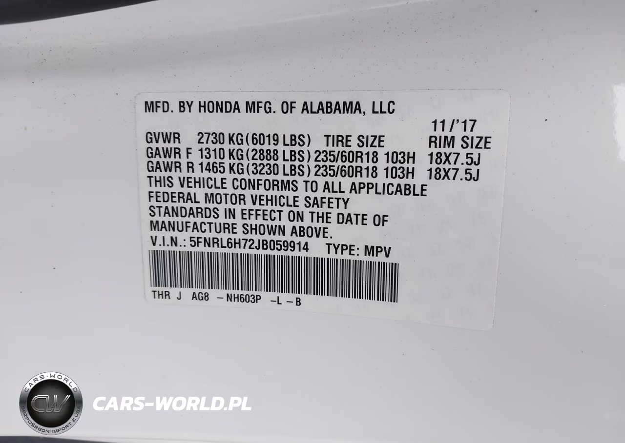 2018 Honda Odyssey Ex-L VIN:5FNRL6H72JB059914 - 9