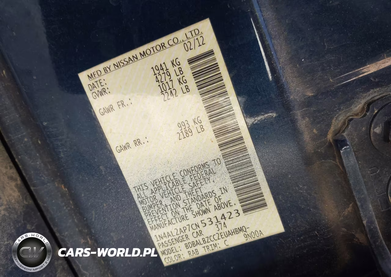 2012 Nissan Altima 2.5 S VIN:1N4AL2AP7CN531423 - 9