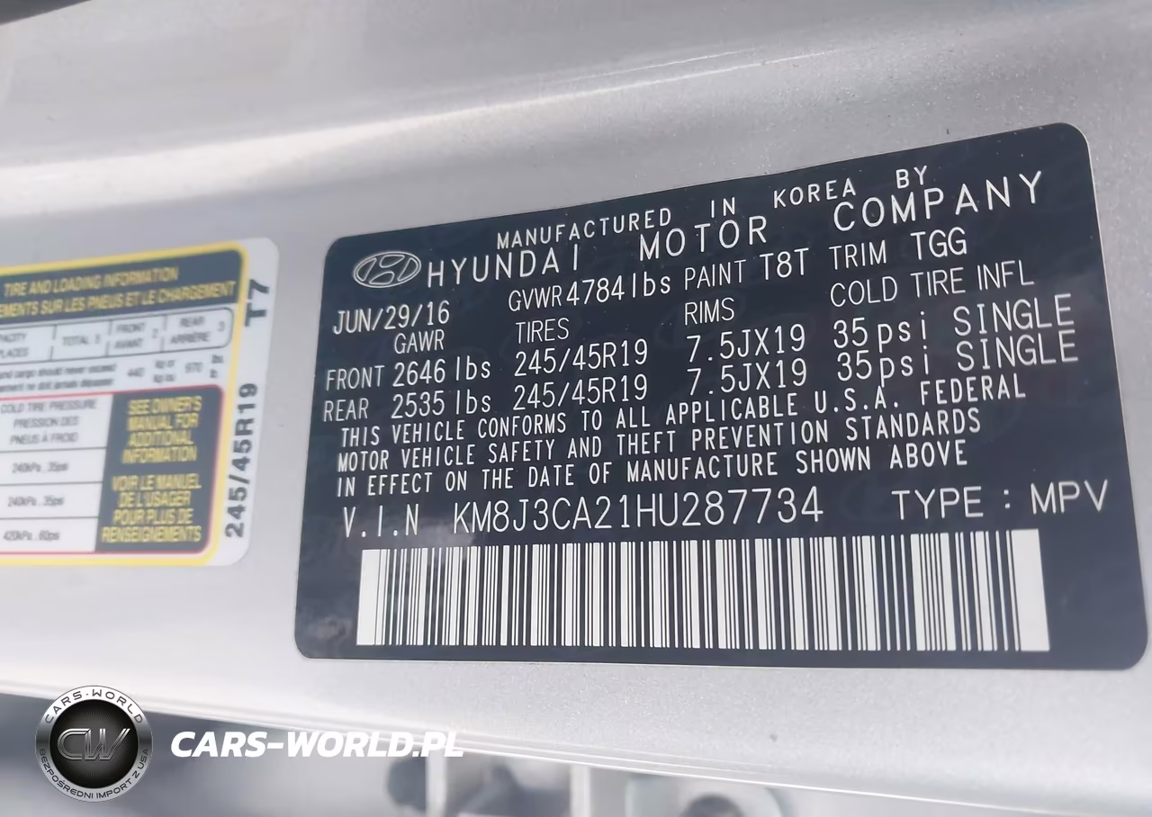 2017 Hyundai Tucson Sport VIN:KM8J3CA21HU287734 - 9