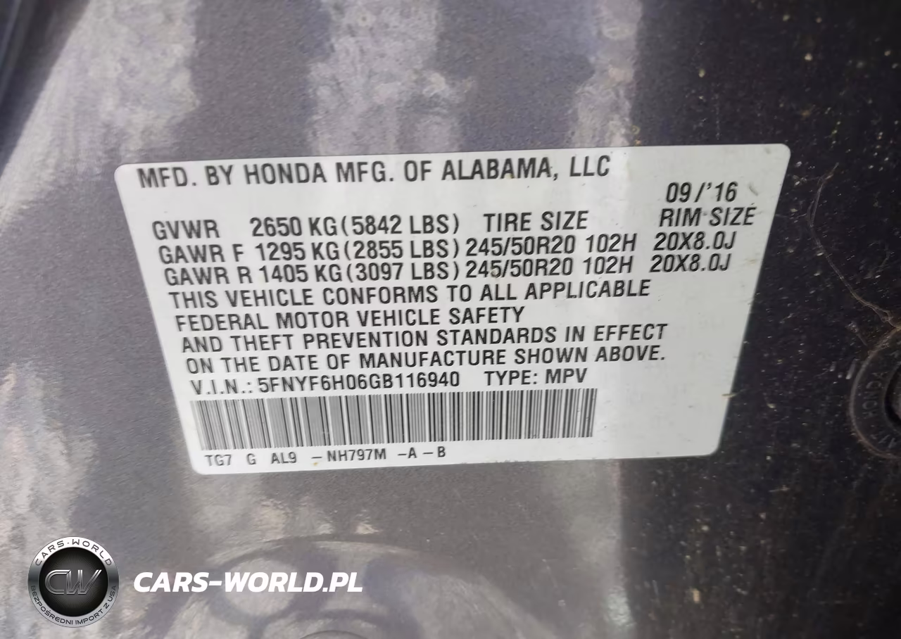 2016 Honda Pilot Elite VIN:5FNYF6H06GB116940 - 9
