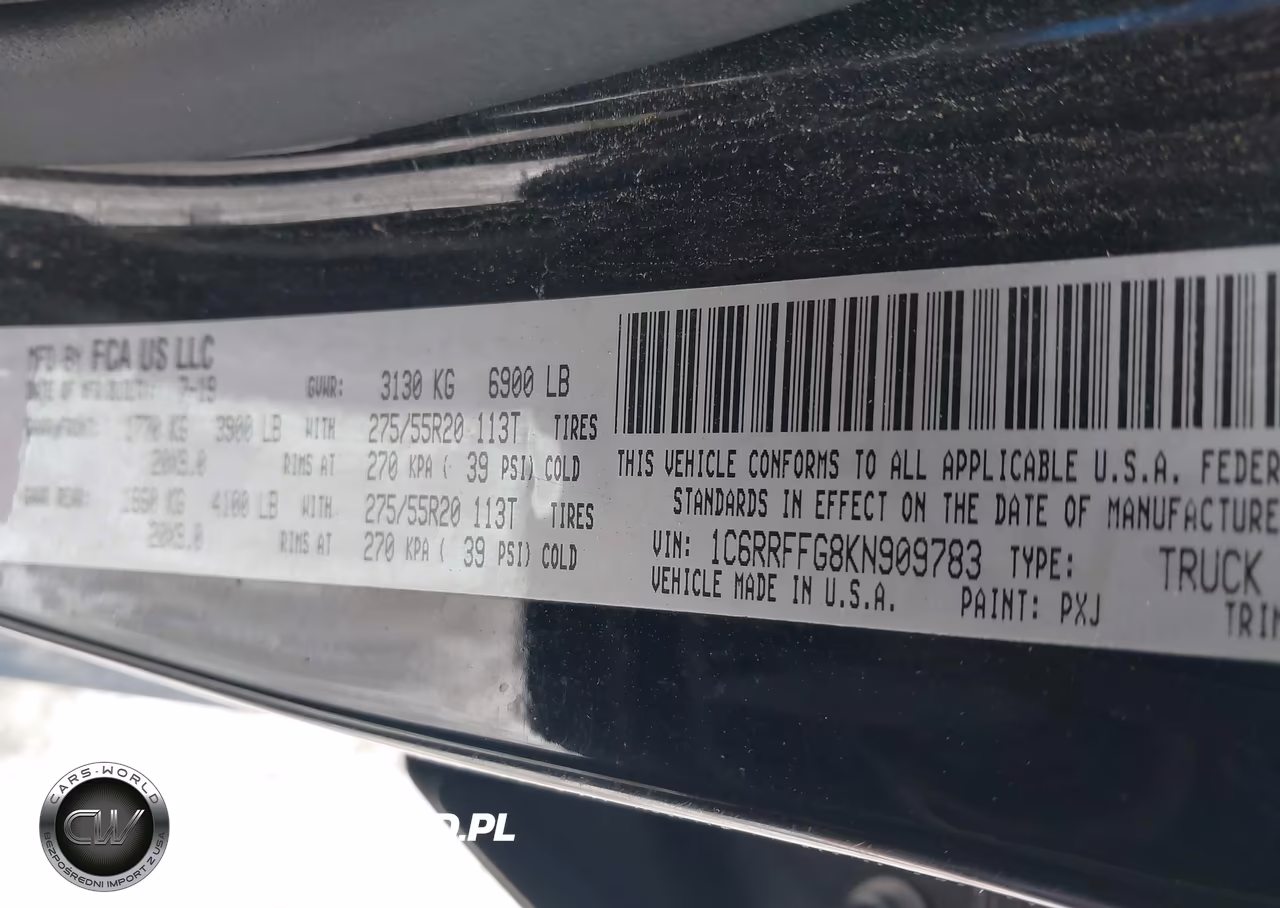 2019 Ram 1500 VIN:1C6RRFFG8KN909783 - 9