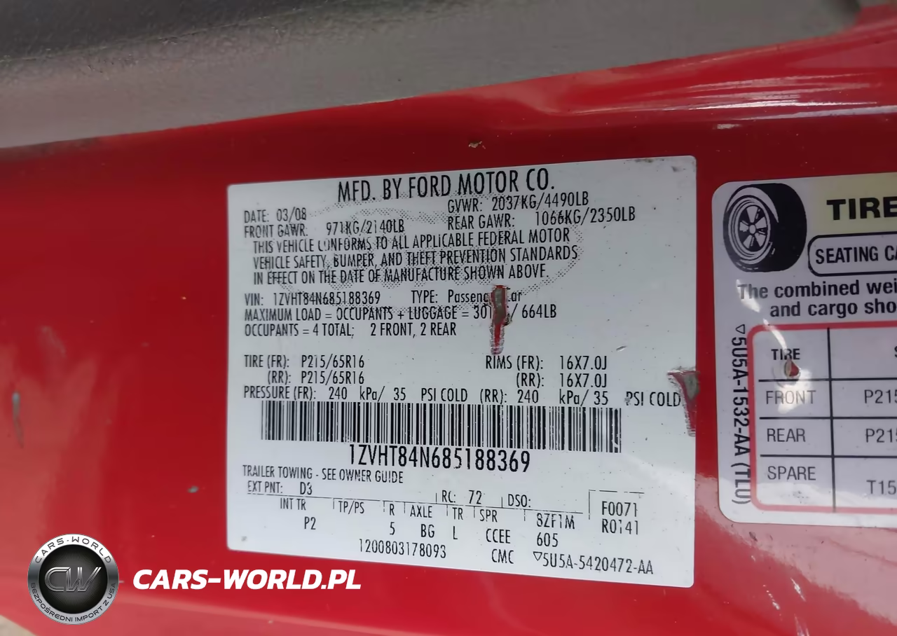 2008 Ford Mustang V6 Deluxe-V6 Premium VIN:1ZVHT84N685188369 - 9