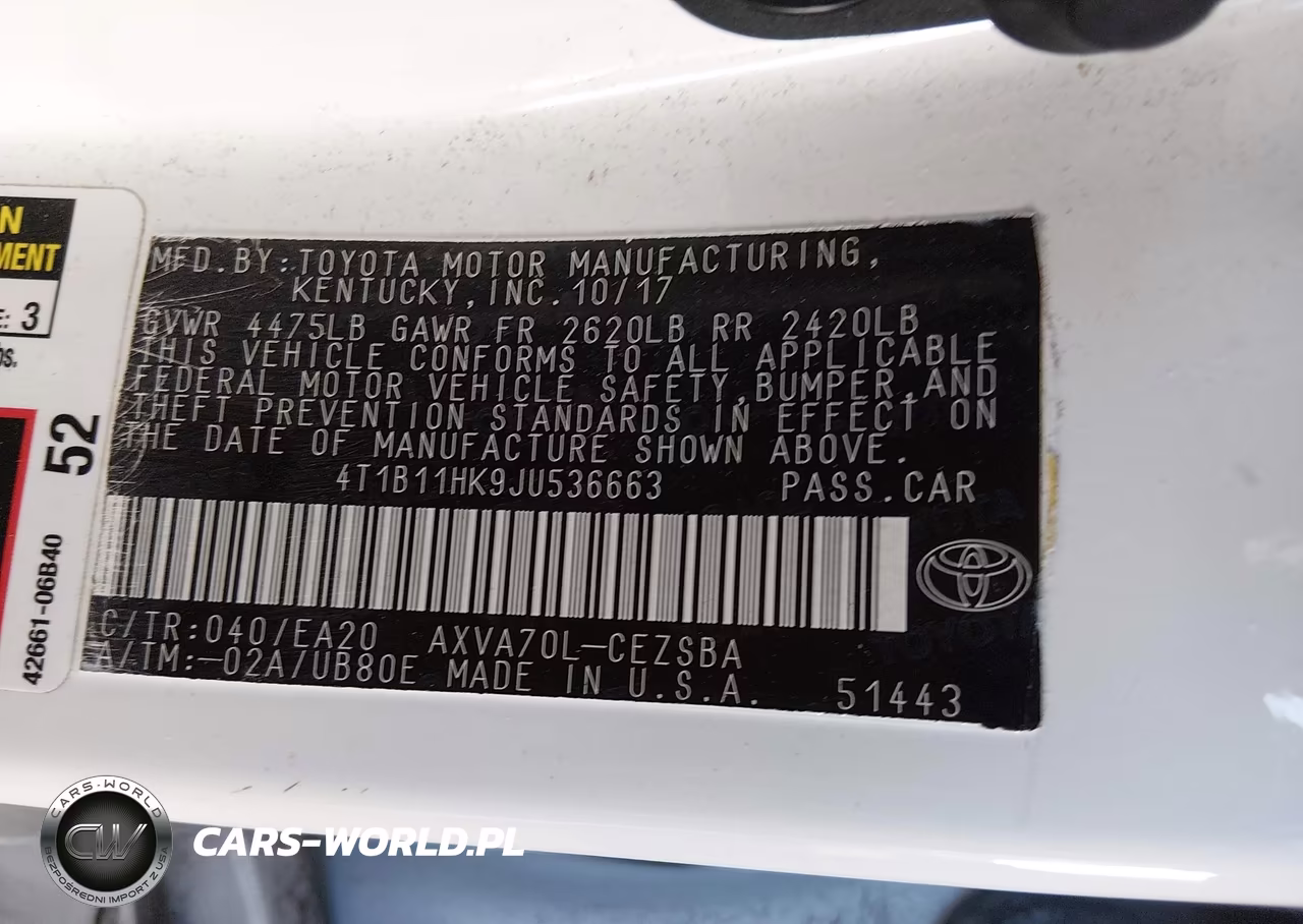 2018 Toyota Camry Se VIN:4T1B11HK9JU536663 - 9