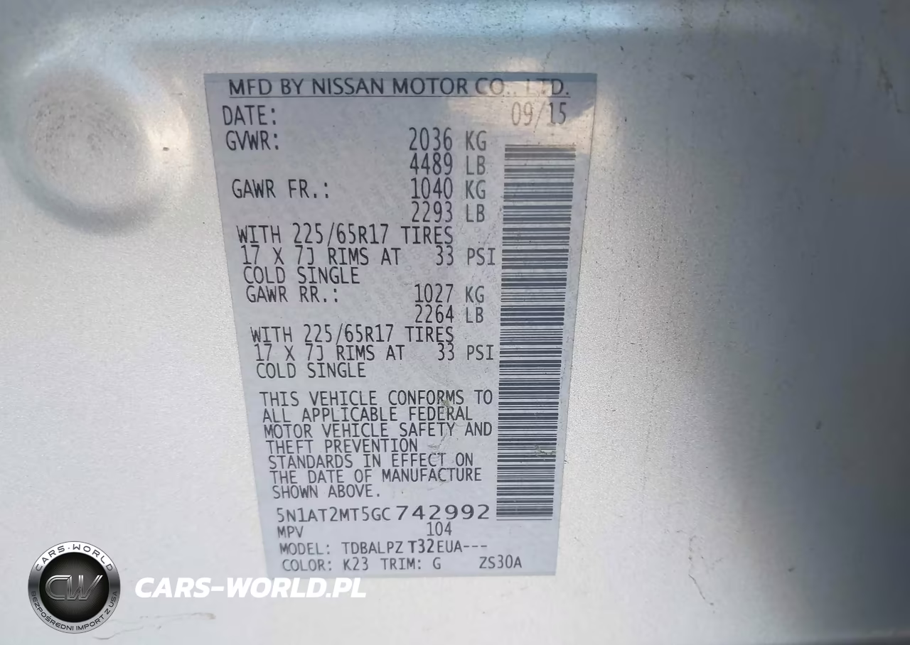 2016 Nissan Rogue S-Sl-Sv VIN:5N1AT2MT5GC742992 - 9