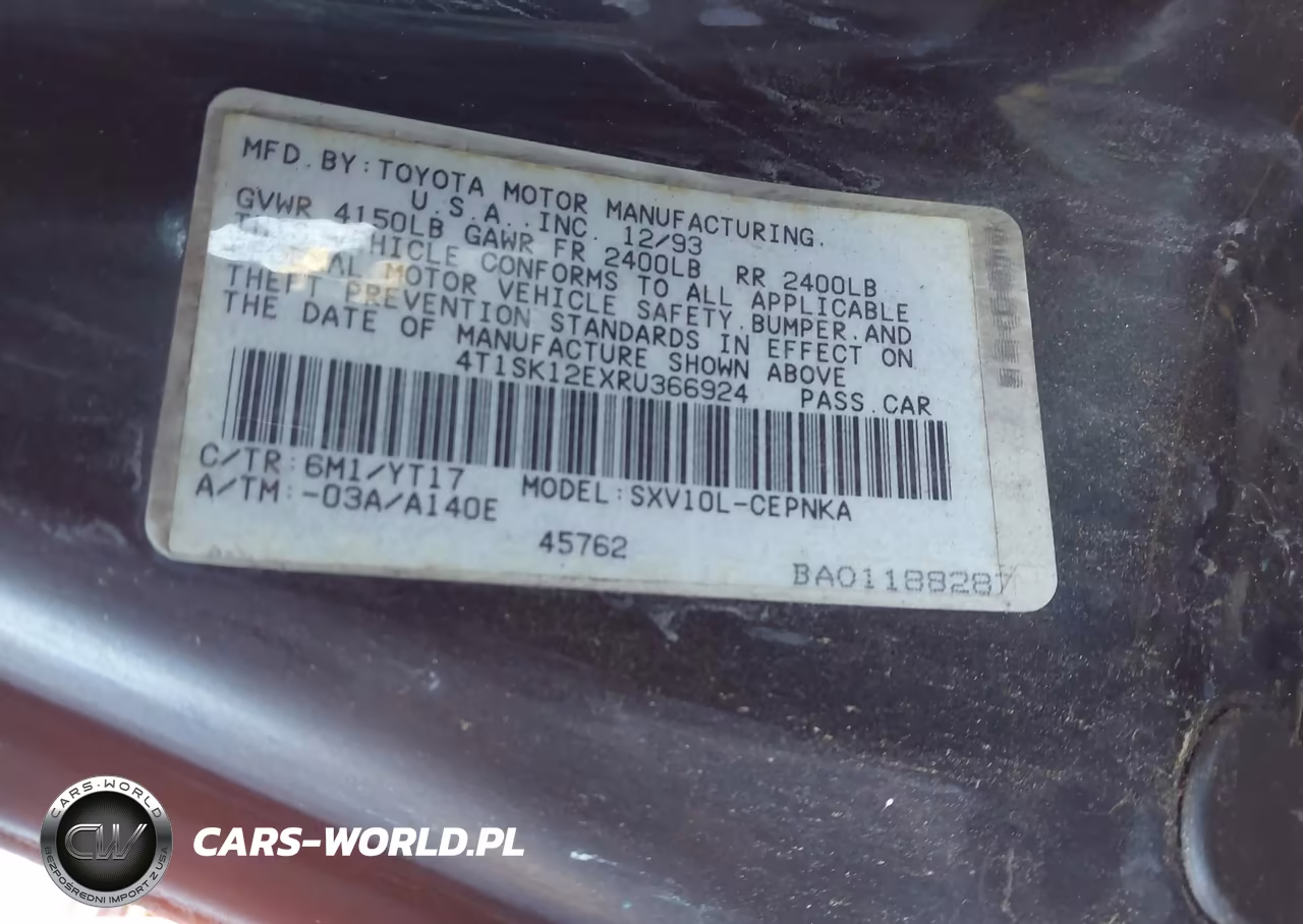 1994 Toyota Camry Le VIN:4T1SK12EXRU366924 - 9