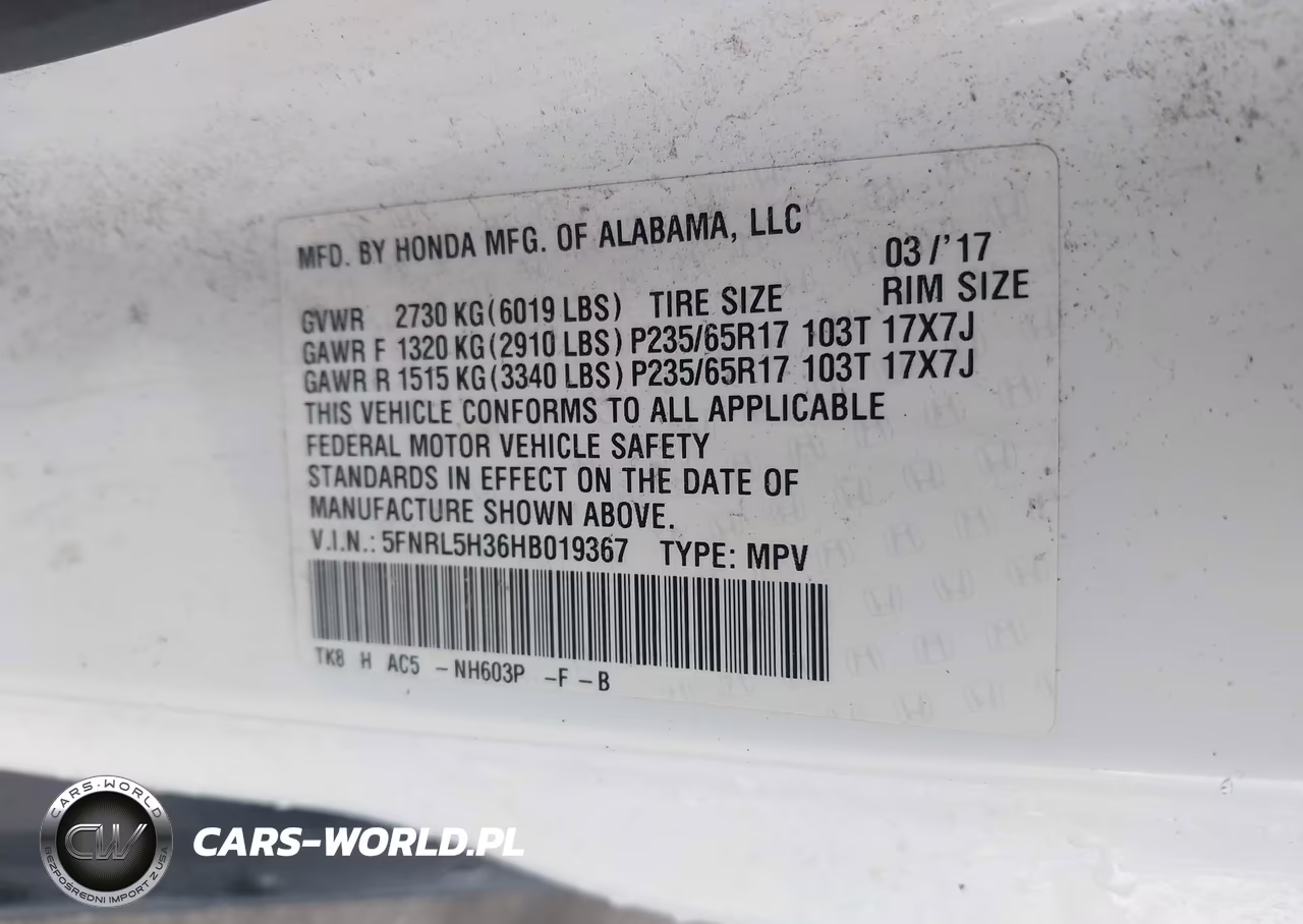 2017 Honda Odyssey Se VIN:5FNRL5H36HB019367 - 9