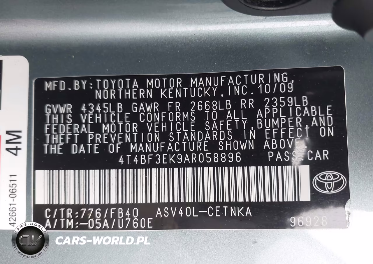 2010 Toyota Camry Le VIN:4T4BF3EK9AR058896 - 9