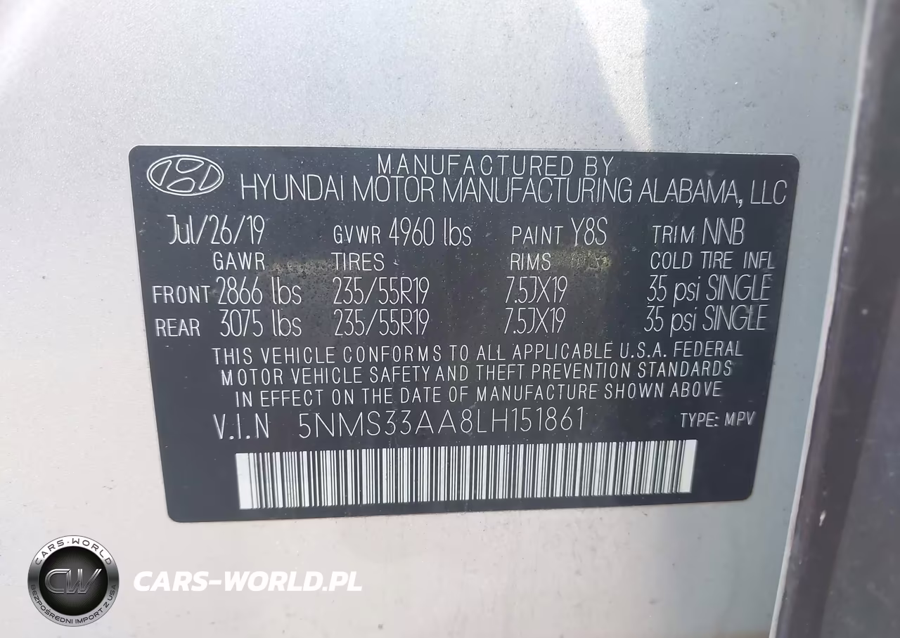 2020 Hyundai Santa Fe Sel 2.0T VIN:5NMS33AA8LH151861 - 9