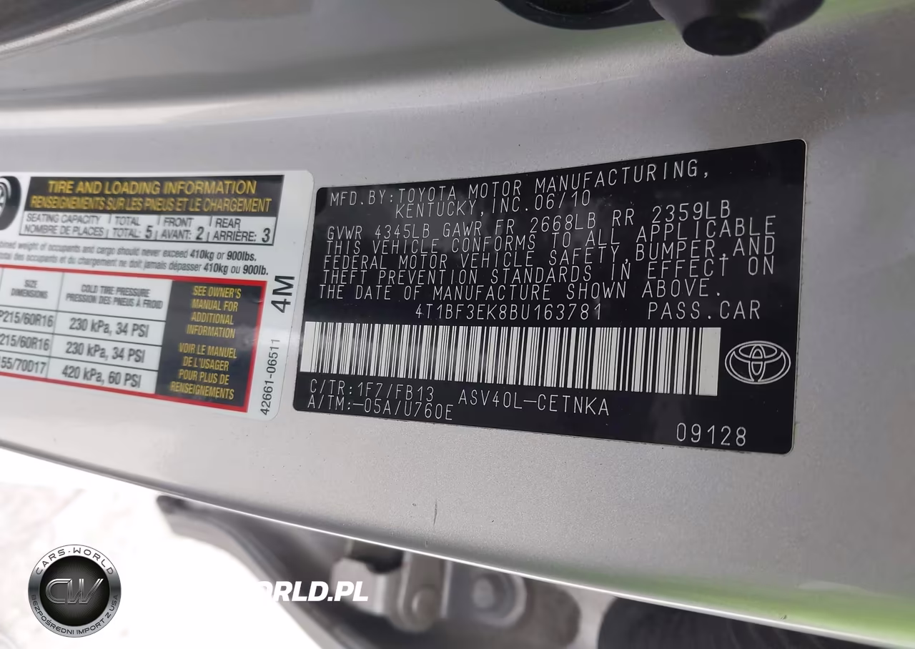 2011 Toyota Camry Le VIN:4T1BF3EK8BU163781 - 9