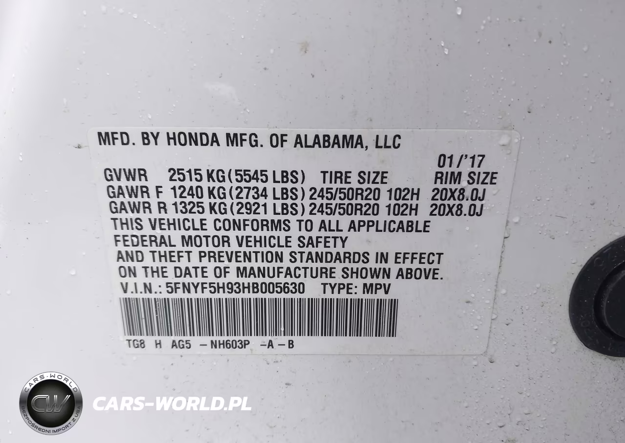 2017 Honda Pilot Touring VIN:5FNYF5H93HB005630 - 9