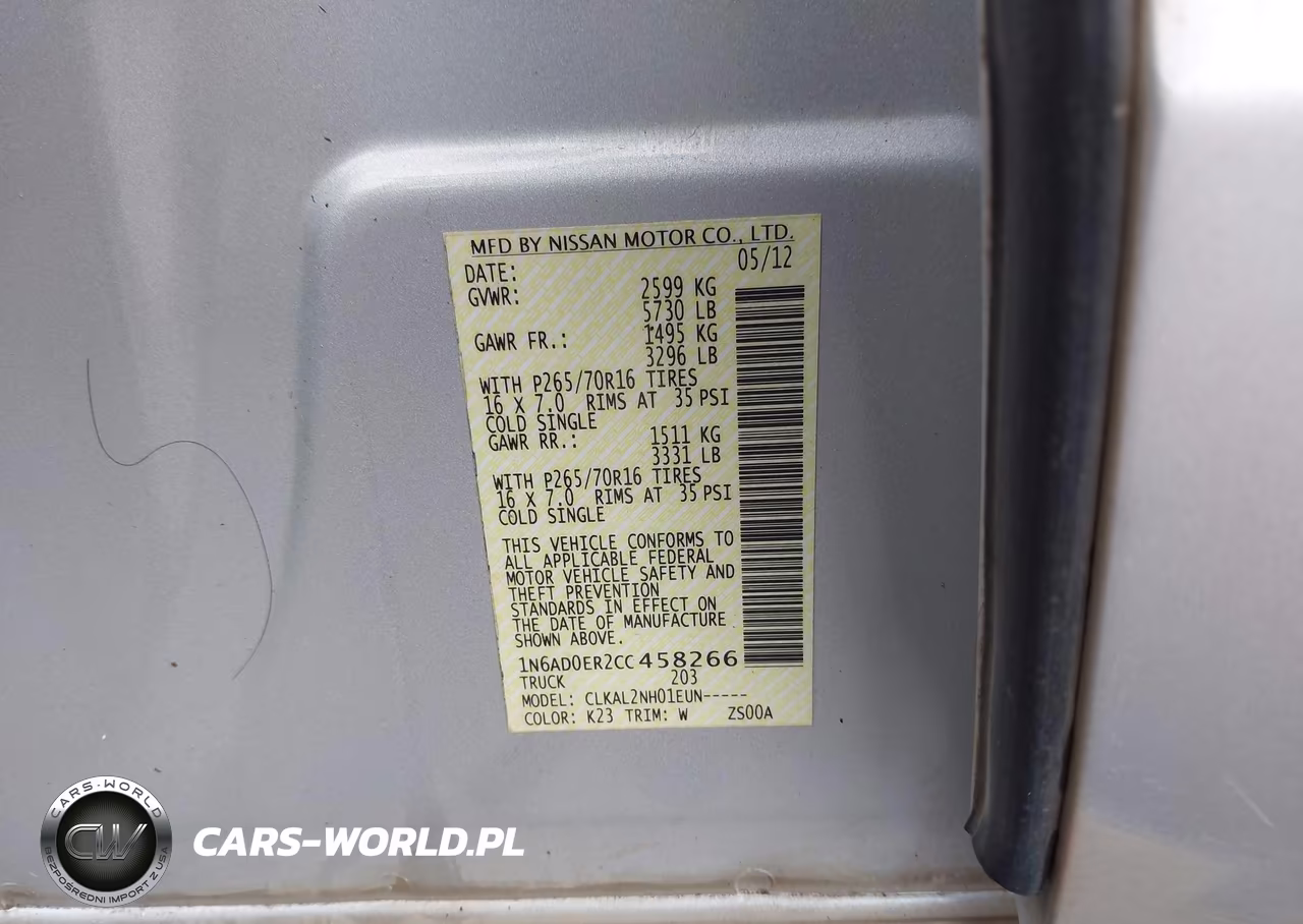 2012 Nissan Frontier Sv VIN:1N6AD0ER2CC458266 - 9