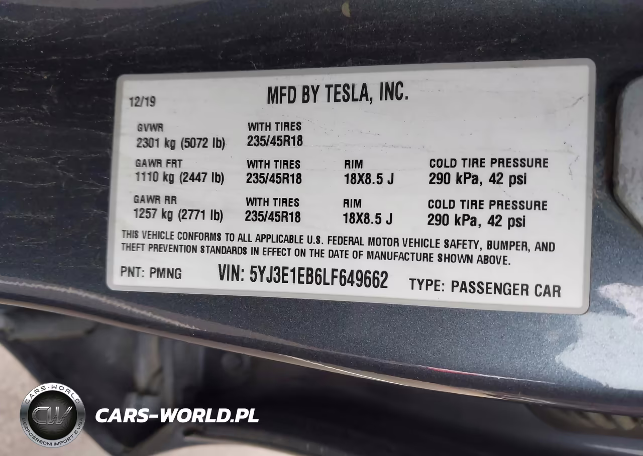 2020 Tesla Model 3 Long Range Dual Motor All-Wheel Drive VIN:5YJ3E1EB6LF649662 - 9