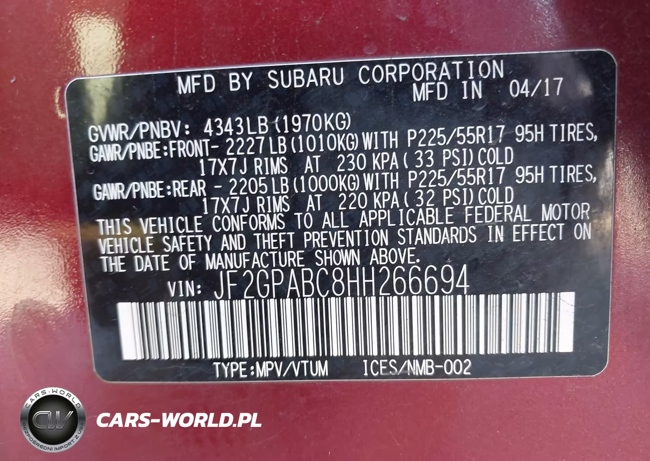 2017 Subaru Crosstrek 2.0I Premium VIN:JF2GPABC8HH266694 - 9