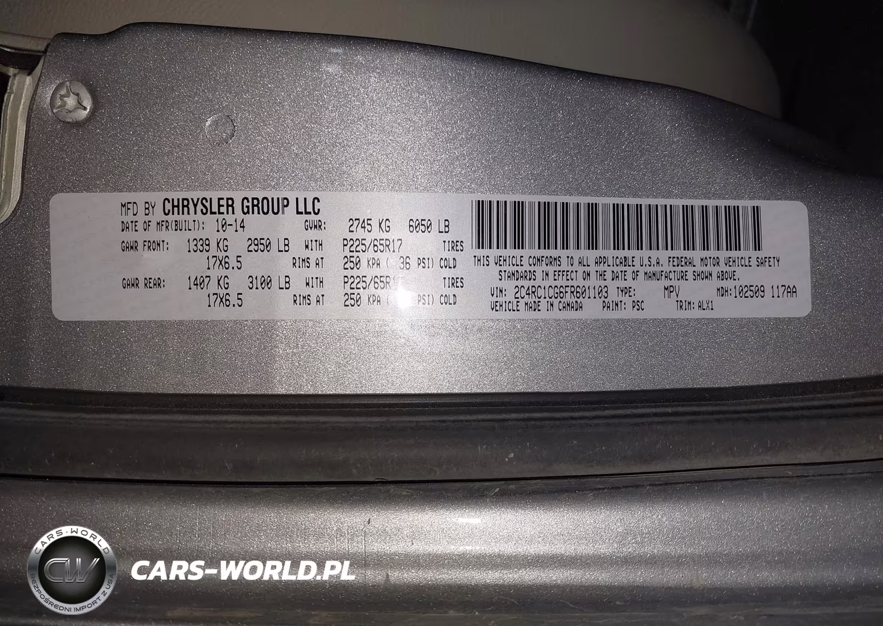 2015 Chrysler Town & Country Touring-L VIN:2C4RC1CG6FR601103 - 9