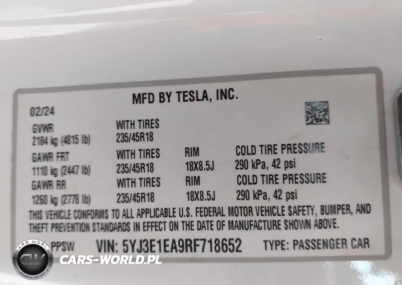 2024 Tesla Model 3 Long Range Dual Motor All-Wheel Drive-Rear-Wheel Drive VIN:5YJ3E1EA9RF718652 - 8
