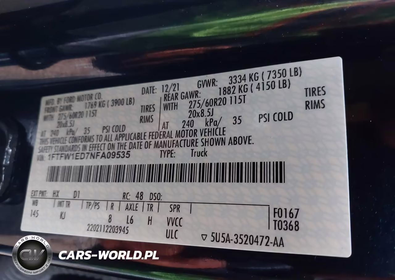2022 Ford F150 Supercrew VIN:1FTFW1ED7NFA09535 - 9