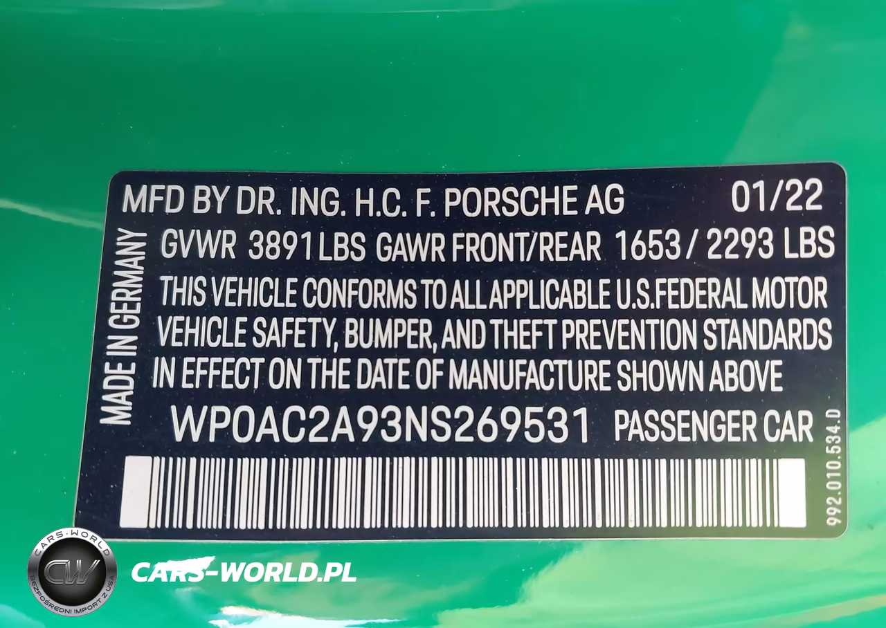 2022 Porsche 911 Gt3 VIN:WP0AC2A93NS269531 - 9