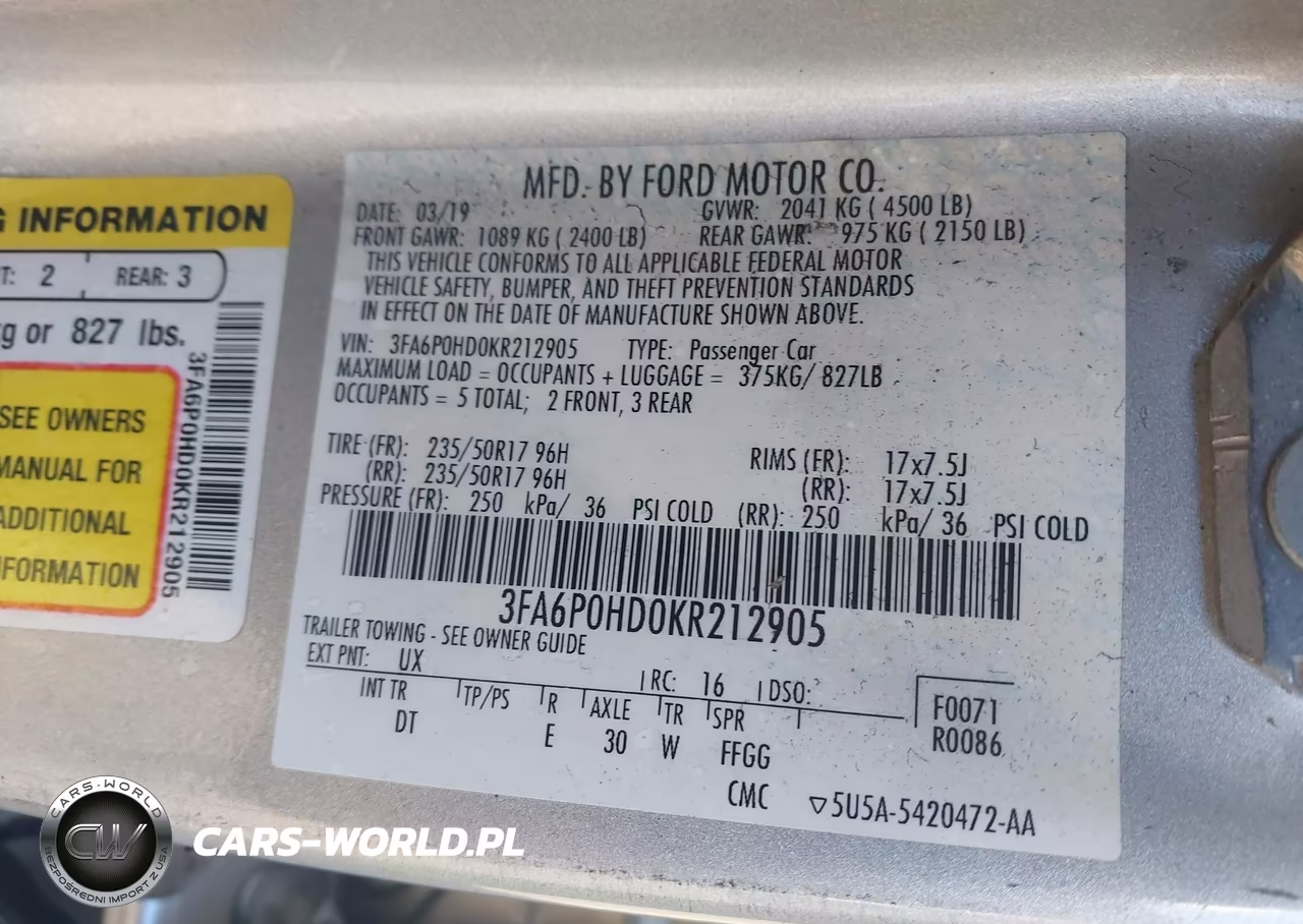 2019 Ford Fusion Se VIN:3FA6P0HD0KR212905 - 9