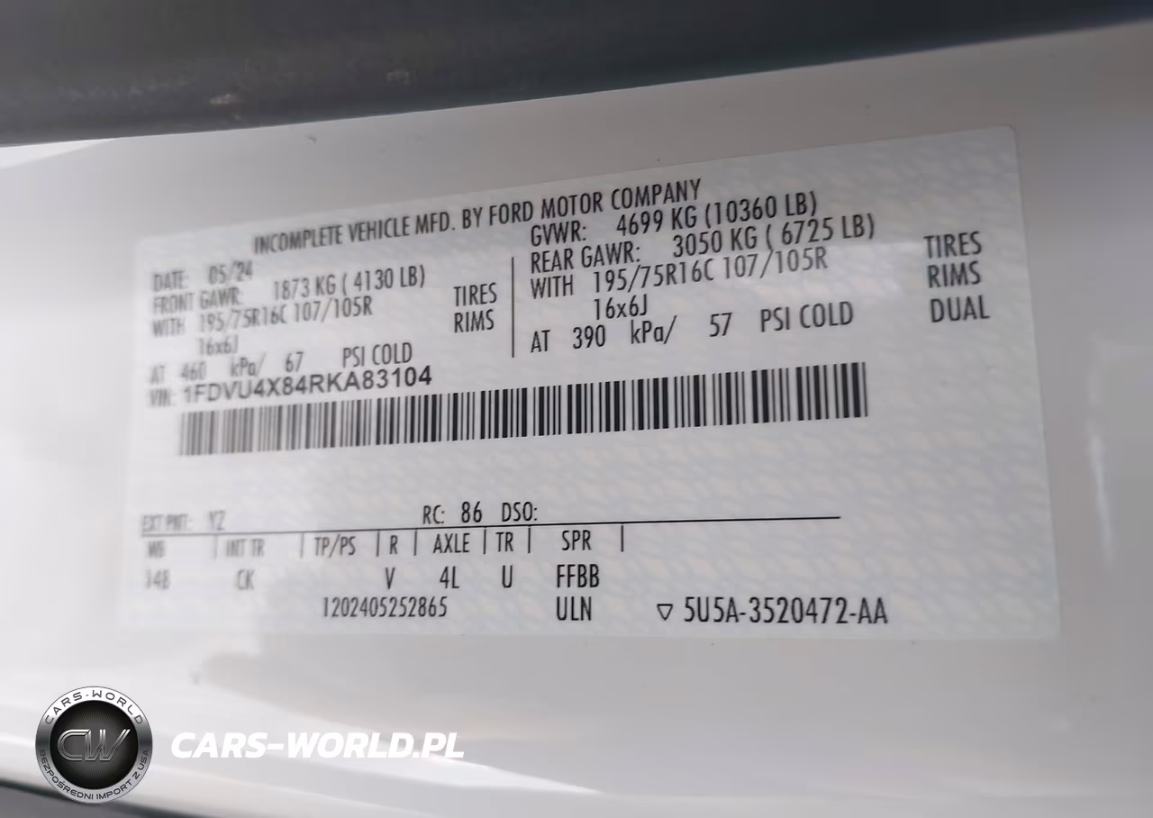 2024 Ford Transit-350 Passenger Van Xl VIN:1FDVU4X84RKA83104 - 9