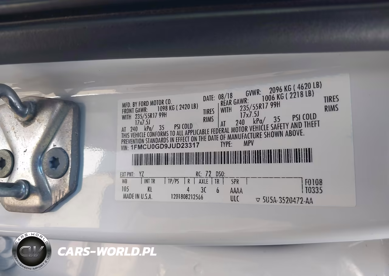 2018 Ford Escape Se VIN:1FMCU0GD9JUD23317 - 9