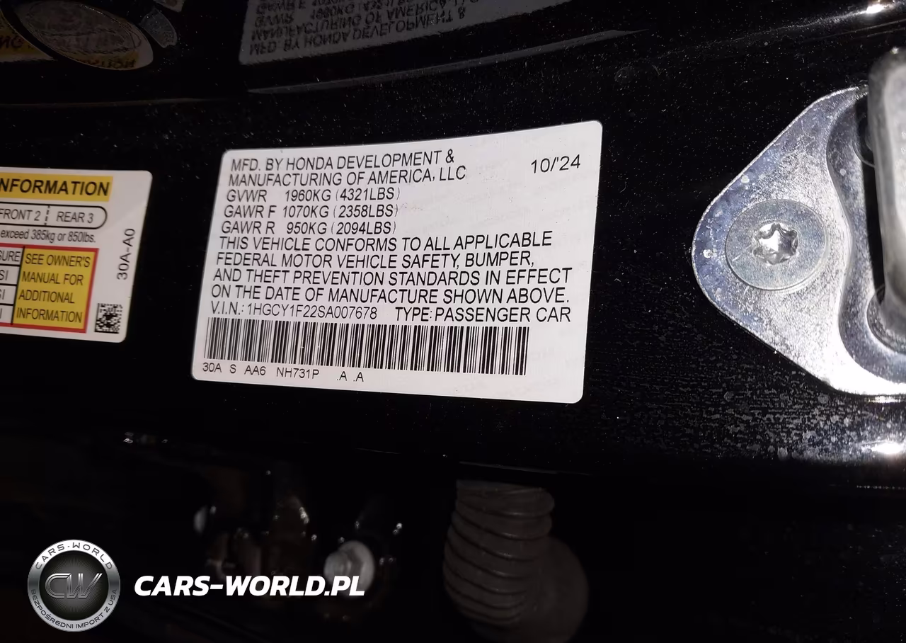 2025 Honda Accord Lx VIN:1HGCY1F22SA007678 - 9